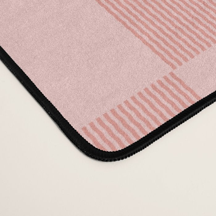 Textured Plaid pattern pink and white Desk Mat Gallery Image 4