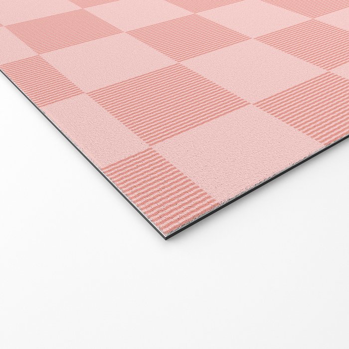 Textured Plaid pattern pink and white Welcome Mat Gallery Image 2