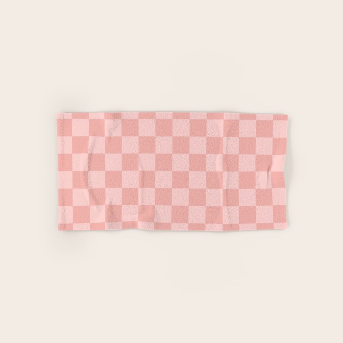 Textured Plaid pattern pink and white Bath Towel Gallery Image 1