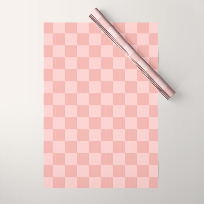 Textured Plaid pattern pink and white Wrapping Paper Gallery Image 1