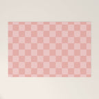 Textured Plaid pattern pink and white Welcome Mat Gallery Image 1