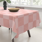 Textured Plaid pattern pink and white Tablecloth Gallery Image 3