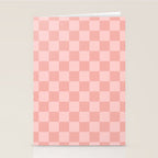 Textured Plaid pattern pink and white Stationery Card Gallery Image 2