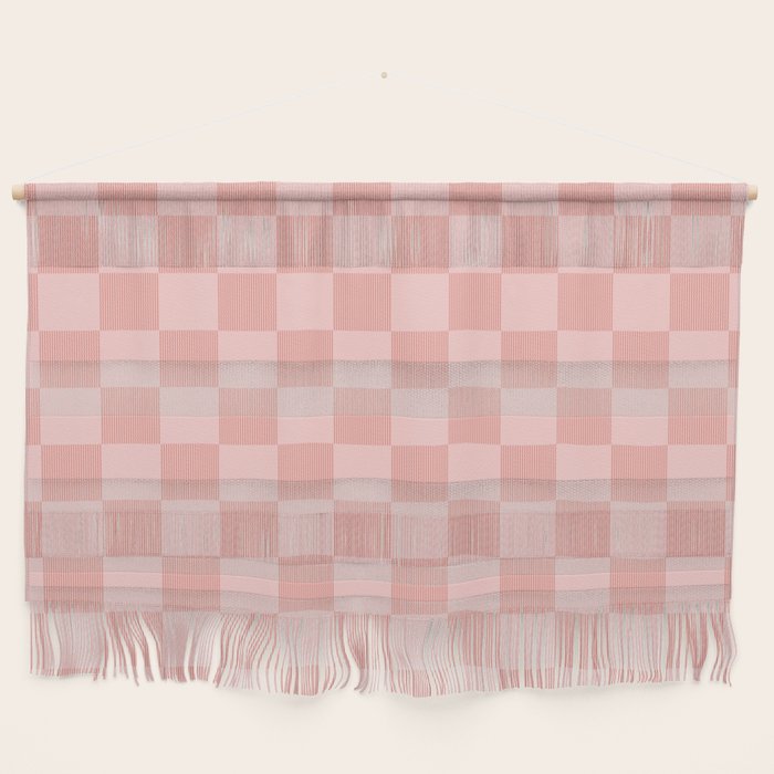 Textured Plaid pattern pink and white Wall Hanging Gallery Image 1