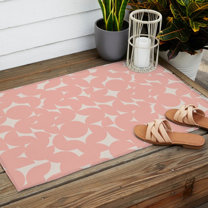 Contemporary Geometric Shapes - Soft Pink Outdoor Rug Gallery Image 2