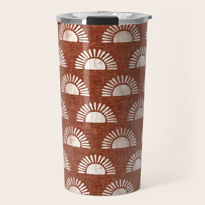 block print suns on rust Travel Mug Gallery Image 1