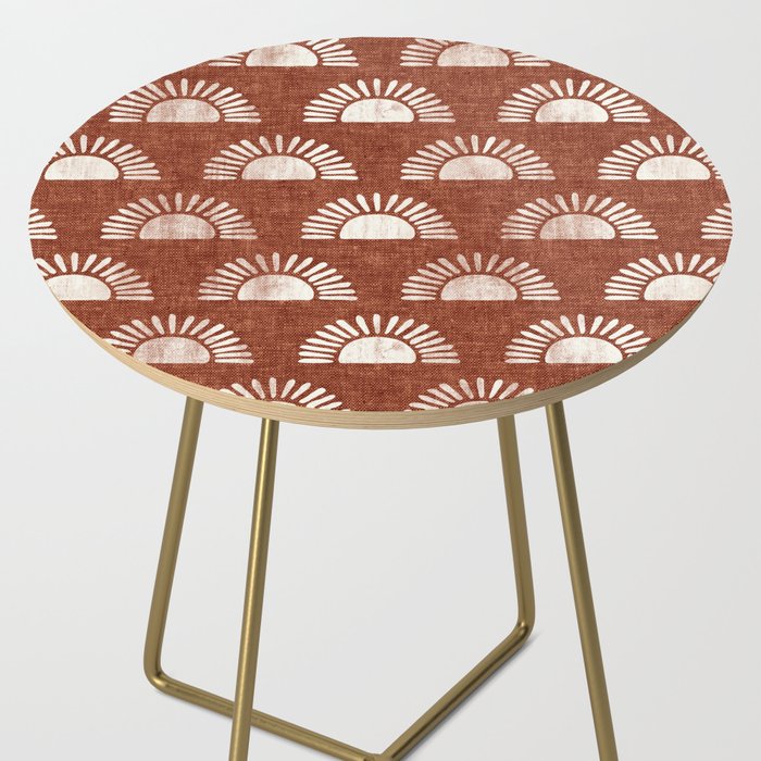 block print suns on rust Side Table Gallery Image 2