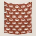block print suns on rust Wall Tapestry Gallery Image 4