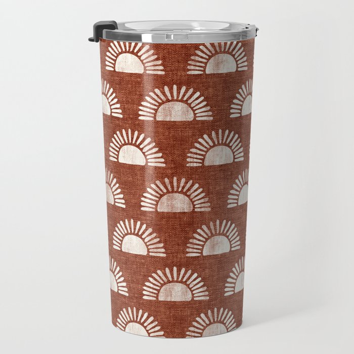 block print suns on rust Travel Mug Gallery Image 3