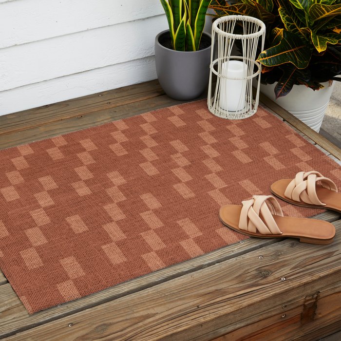 Chic Checks Terracotta Outdoor Rug Gallery Image 2