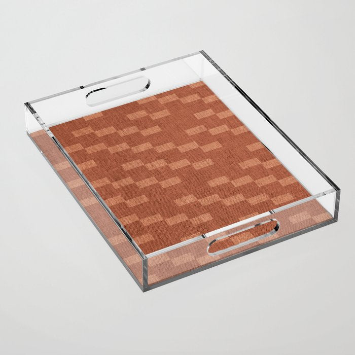 Chic Checks Terracotta Acrylic Tray Gallery Image 1