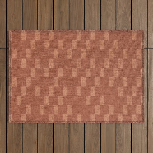 Chic Checks Terracotta Outdoor Rug Gallery Image 1