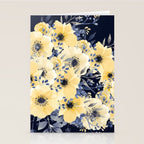 Floral Watercolor Print, Yellow and Navy Blue Stationery Card Gallery Image 2