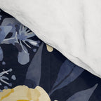 Floral Watercolor Print, Yellow and Navy Blue Comforter Gallery Image 4