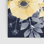 Floral Watercolor Print, Yellow and Navy Blue Poster Gallery Image 3