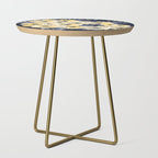 Floral Watercolor Print, Yellow and Navy Blue Side Table Gallery Image 1