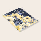 Floral Watercolor Print, Yellow and Navy Blue Notebook Gallery Image 2