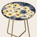 Floral Watercolor Print, Yellow and Navy Blue Side Table Gallery Image 2