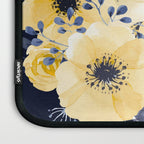 Floral Watercolor Print, Yellow and Navy Blue Laptop Sleeve Gallery Image 3