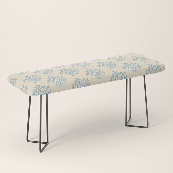 Simple Block Print Pastel Blue and Off-White Pattern  Bench Gallery Image 1
