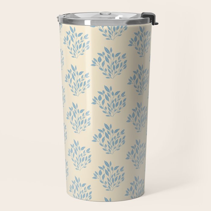 Simple Block Print Pastel Blue and Off-White Pattern  Travel Mug Gallery Image 2