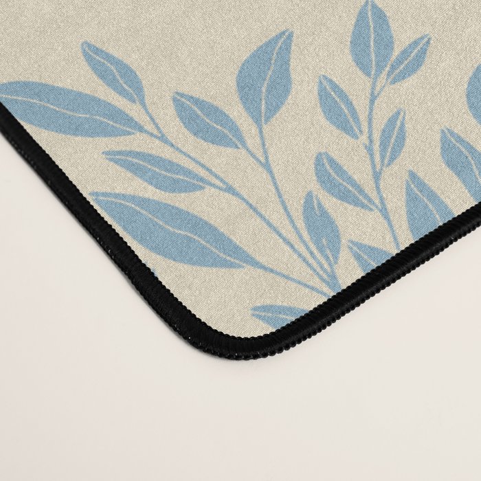 Simple Block Print Pastel Blue and Off-White Pattern  Desk Mat Gallery Image 4