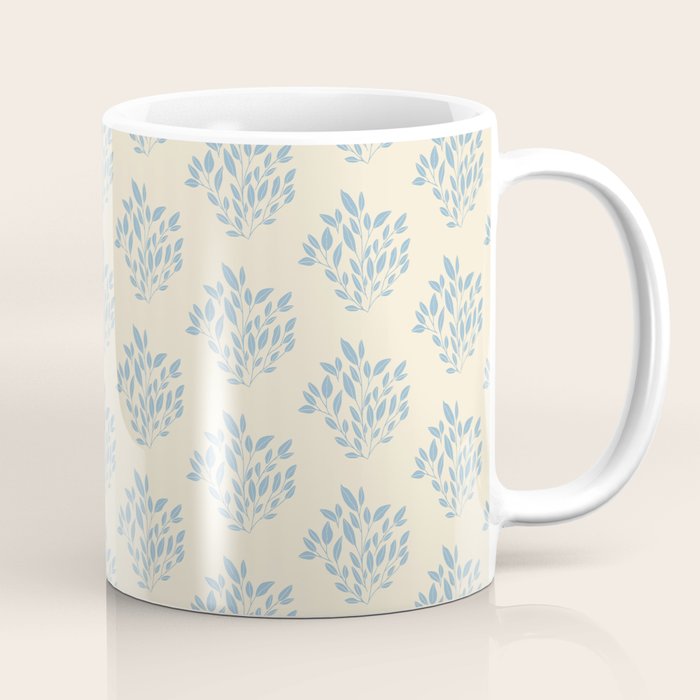 Simple Block Print Pastel Blue and Off-White Pattern  Coffee Mug Gallery Image 1