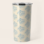 Simple Block Print Pastel Blue and Off-White Pattern  Travel Mug Gallery Image 1