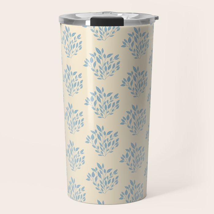 Simple Block Print Pastel Blue and Off-White Pattern  Travel Mug Gallery Image 1