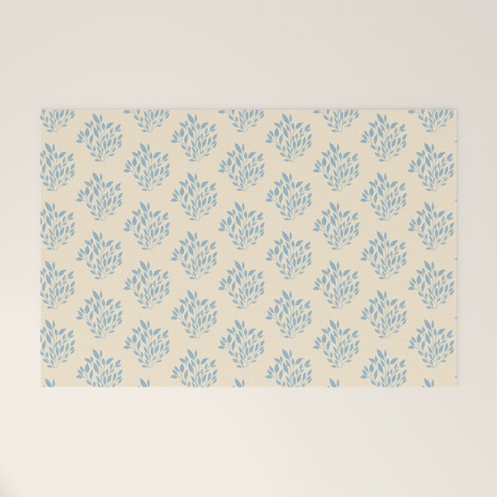 Simple Block Print Pastel Blue and Off-White Pattern  Welcome Mat Gallery Image 1