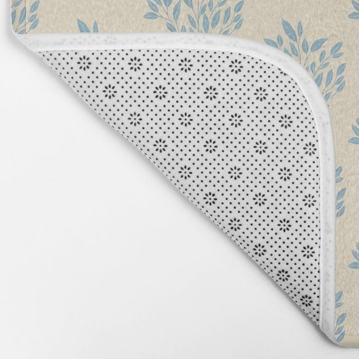 Simple Block Print Pastel Blue and Off-White Pattern  Bath Mat Gallery Image 2