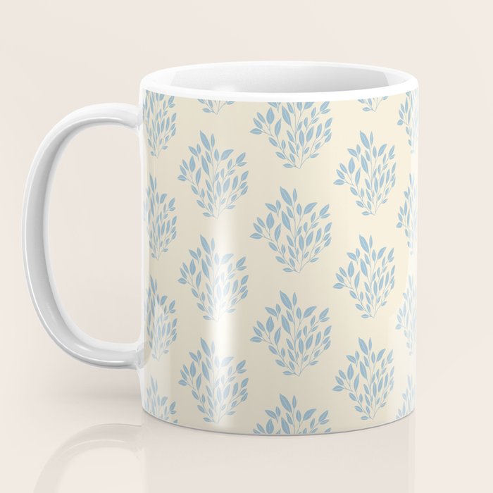 Simple Block Print Pastel Blue and Off-White Pattern  Coffee Mug Gallery Image 3