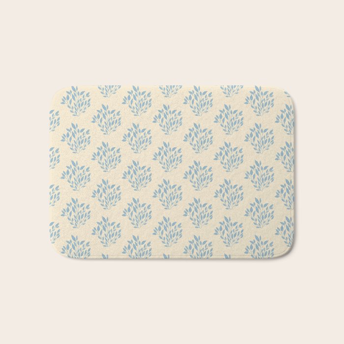 Simple Block Print Pastel Blue and Off-White Pattern  Bath Mat Gallery Image 1