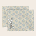 Simple Block Print Pastel Blue and Off-White Pattern  Placemat Gallery Image 1