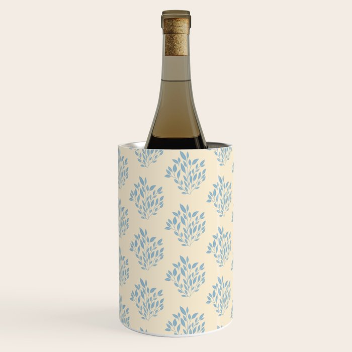 Simple Block Print Pastel Blue and Off-White Pattern  Wine Chiller Gallery Image 2