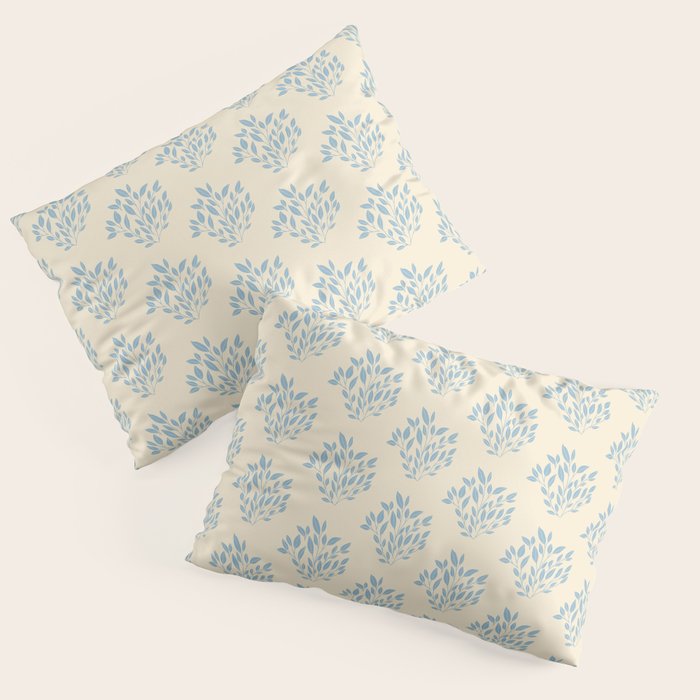 Simple Block Print Pastel Blue and Off-White Pattern  Pillow Sham Gallery Image 1