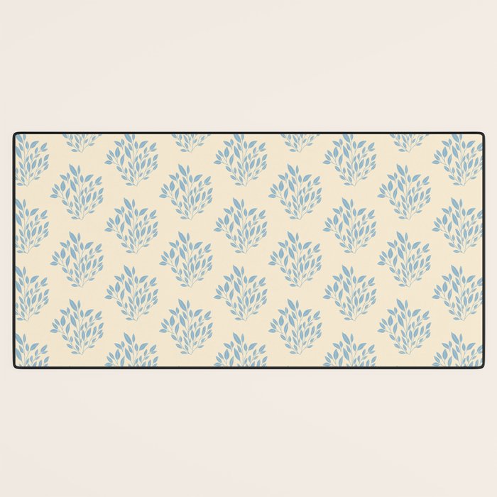 Simple Block Print Pastel Blue and Off-White Pattern  Desk Mat Gallery Image 3