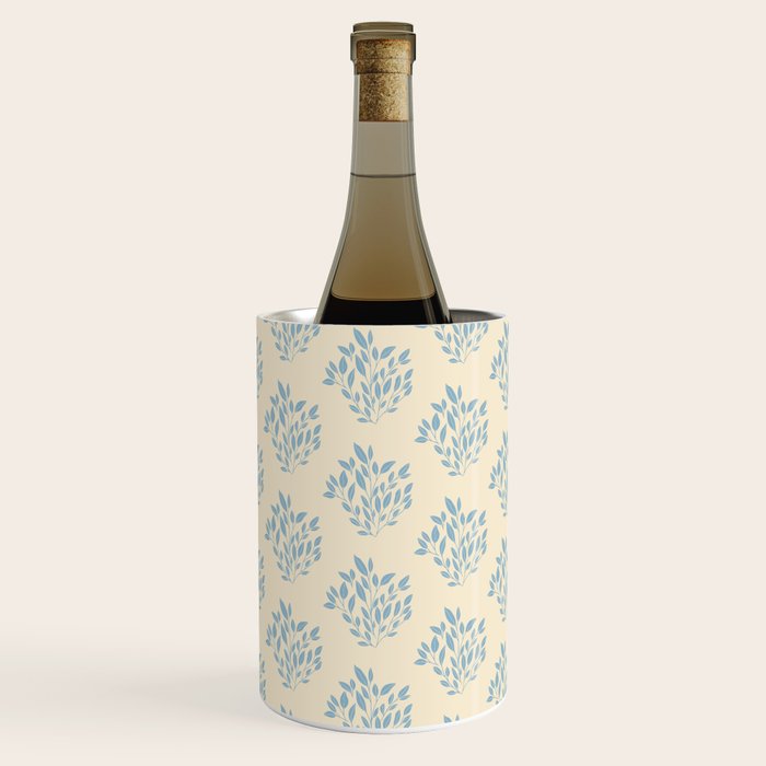 Simple Block Print Pastel Blue and Off-White Pattern  Wine Chiller Gallery Image 1