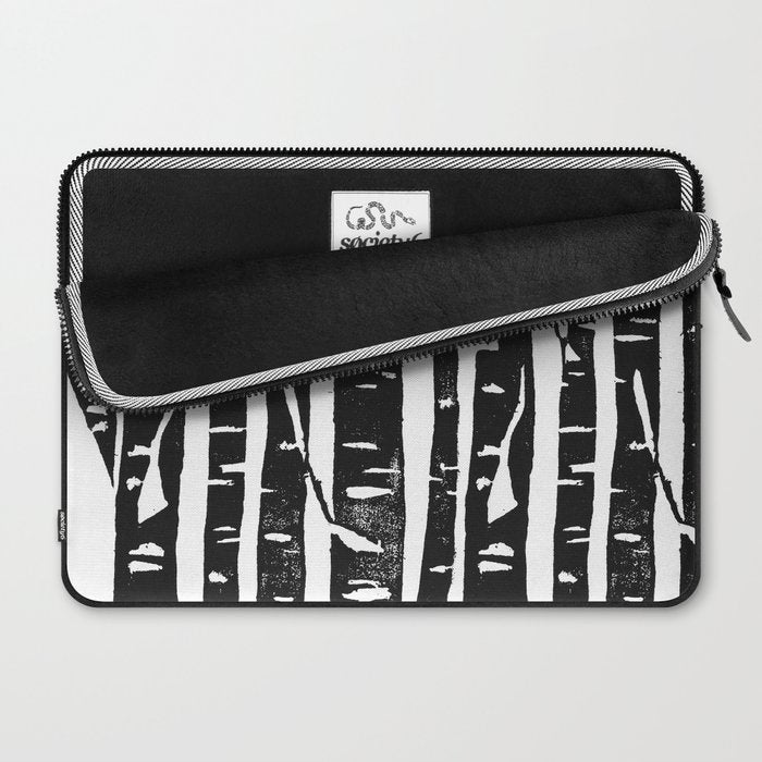 Woodcut Birches Black Laptop Sleeve Gallery Image 2