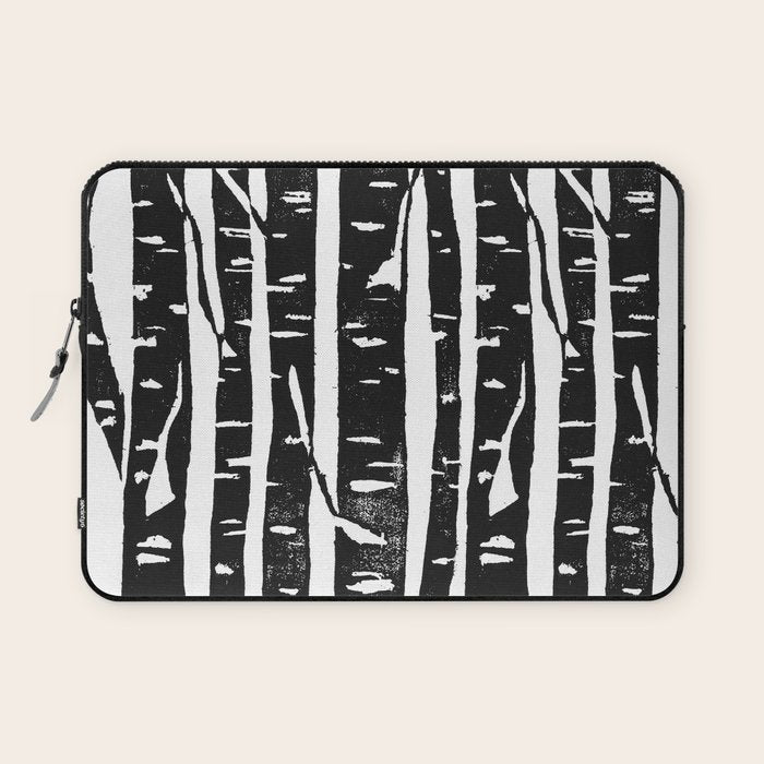Woodcut Birches Black Laptop Sleeve Gallery Image 1
