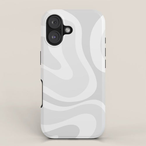 Modern Retro Liquid Swirl Abstract In Pale Grey Iphone Case Gallery Image 1