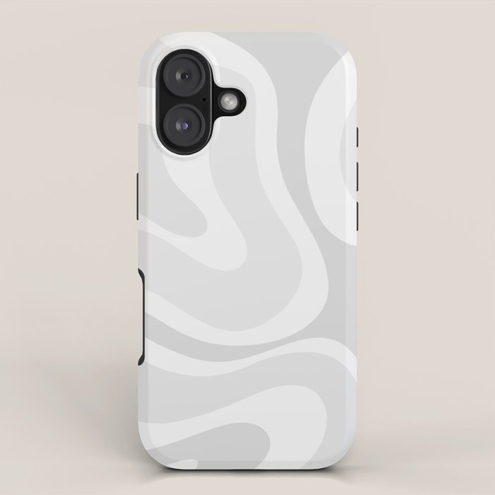 Modern Retro Liquid Swirl Abstract in Pale Grey iPhone Case Gallery Image 1