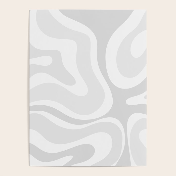Modern Retro Liquid Swirl Abstract in Pale Grey Poster Gallery Image 4