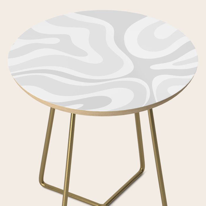 Modern Retro Liquid Swirl Abstract in Pale Grey Side Table Gallery Image 2