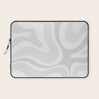 Modern Retro Liquid Swirl Abstract in Pale Grey Laptop Sleeve Gallery Image 1