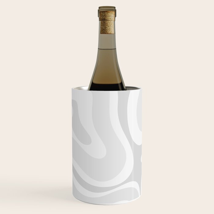 Modern Retro Liquid Swirl Abstract in Pale Grey Wine Chiller Gallery Image 1