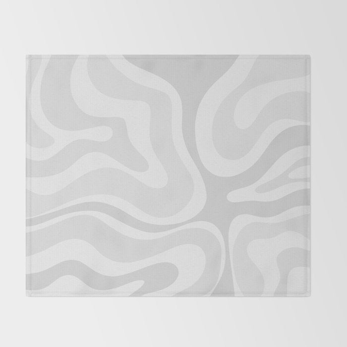 Modern Retro Liquid Swirl Abstract in Pale Grey Throw Blanket Gallery Image 2