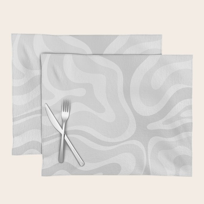 Modern Retro Liquid Swirl Abstract in Pale Grey Placemat Gallery Image 1