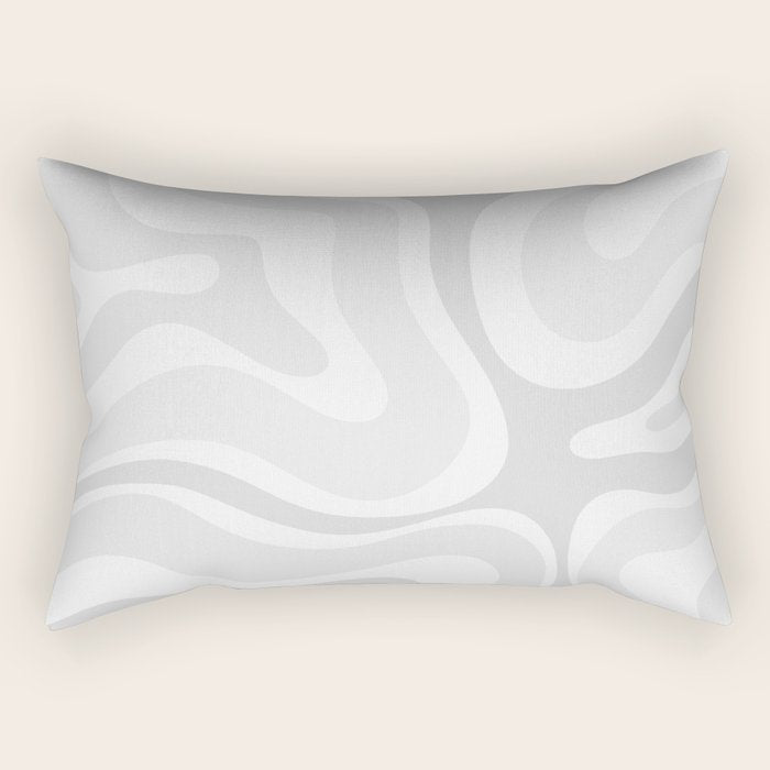 Modern Retro Liquid Swirl Abstract in Pale Grey Rectangular Pillow Gallery Image 2