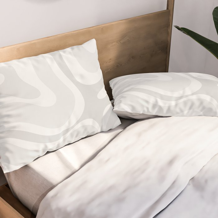 Modern Retro Liquid Swirl Abstract in Pale Grey Pillow Sham Gallery Image 2
